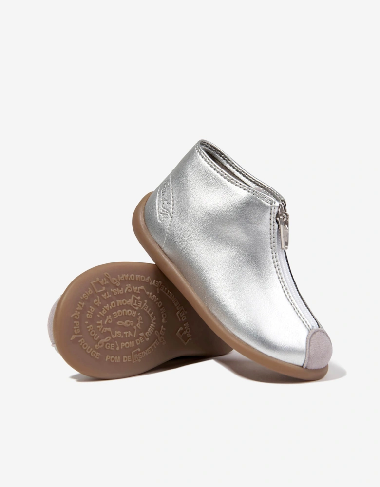 Pom D'Api Girls Home Zip Vegan Boots in Silver