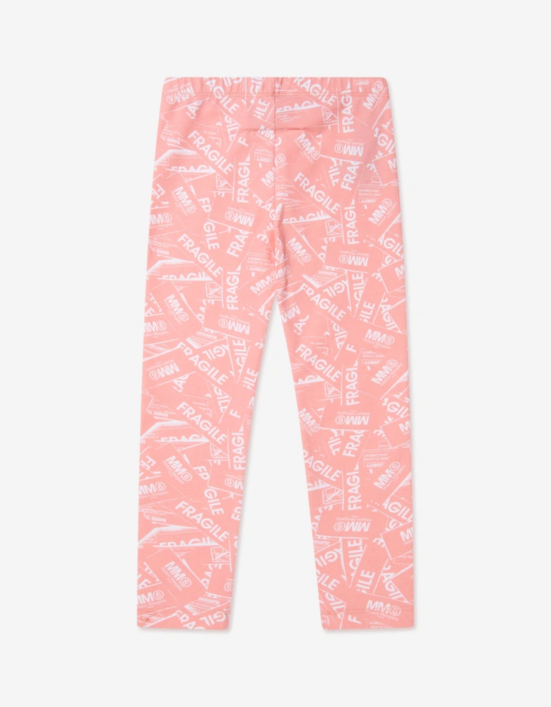 MM6 Kids Fragile Logo Print Leggings