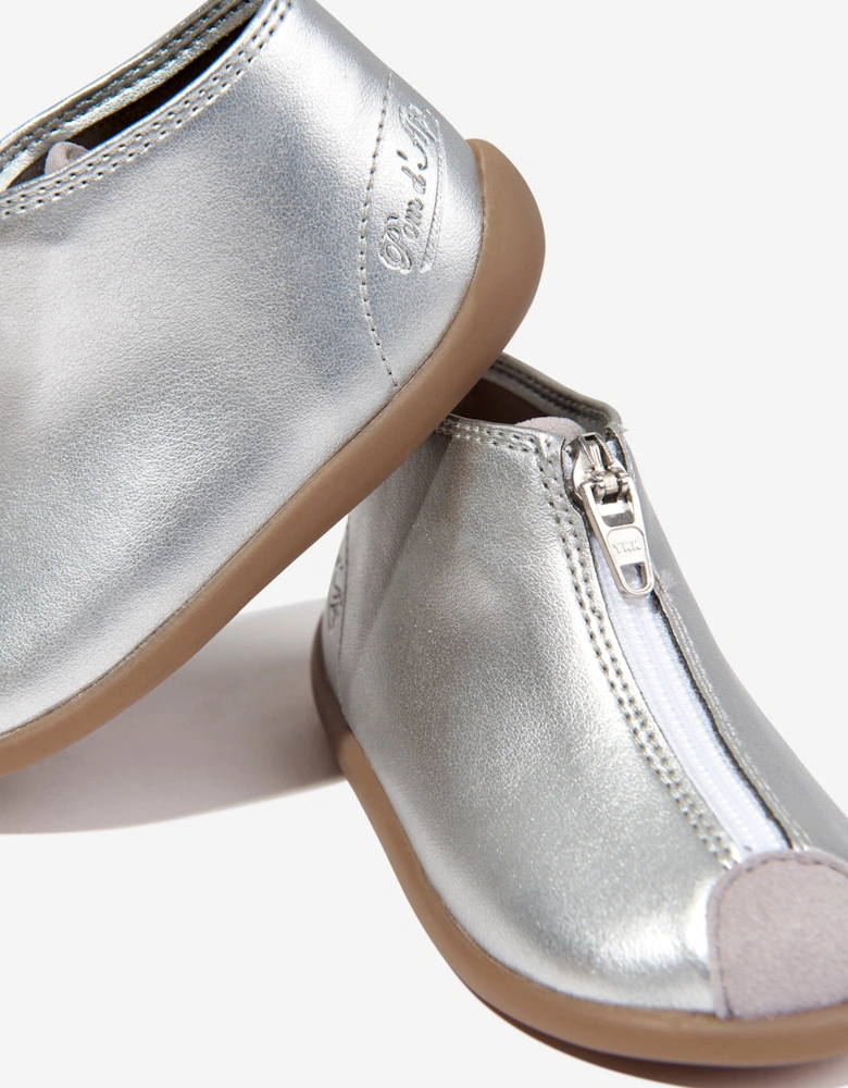 Pom D'Api Girls Home Zip Vegan Boots in Silver
