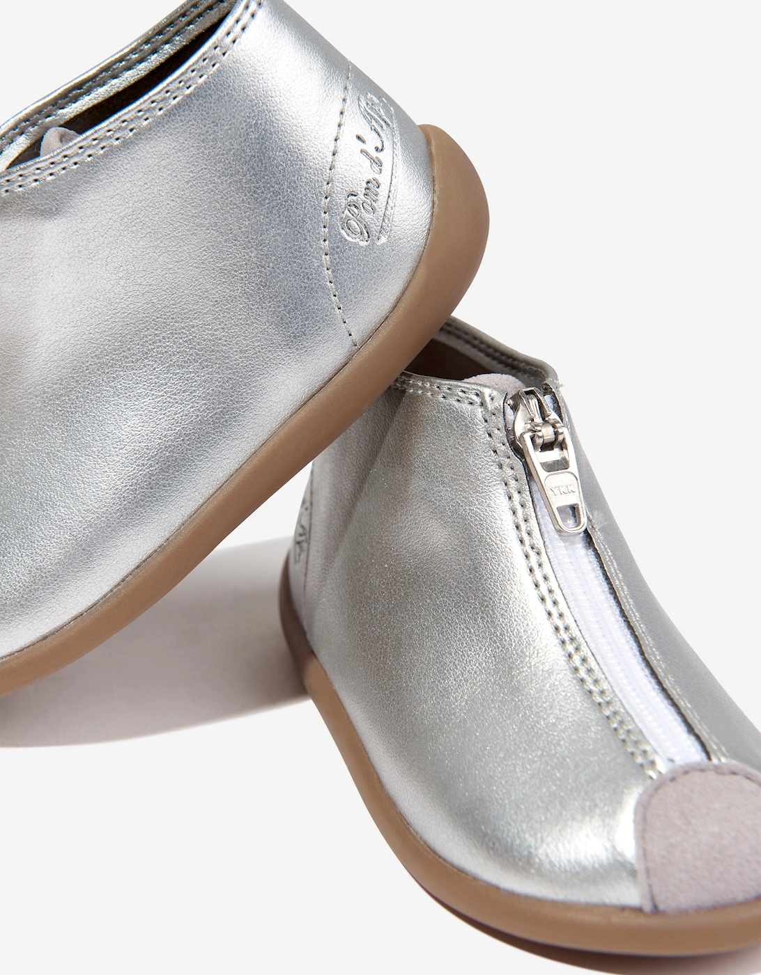 Pom D'Api Girls Home Zip Vegan Boots in Silver