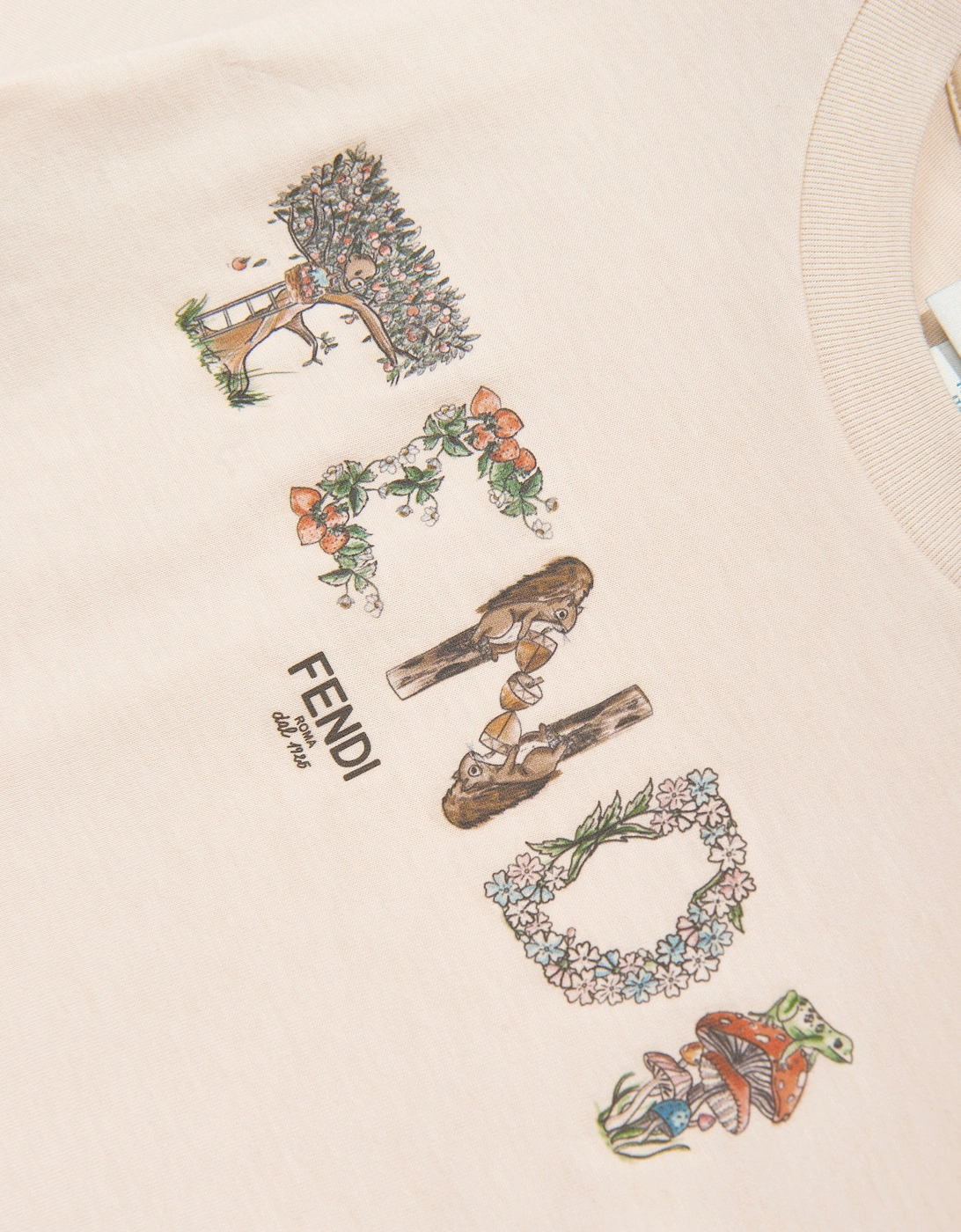 Girls Cropped Logo T-Shirt in Beige