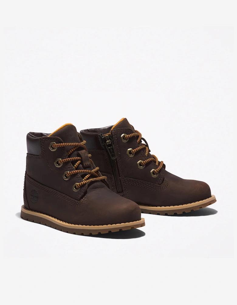 Kids Mid Lace-Up Boots in Brown