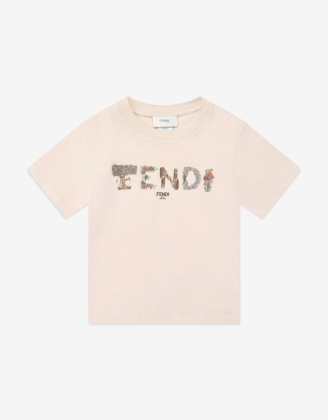 Girls Cropped Logo T-Shirt in Beige, 5 of 4