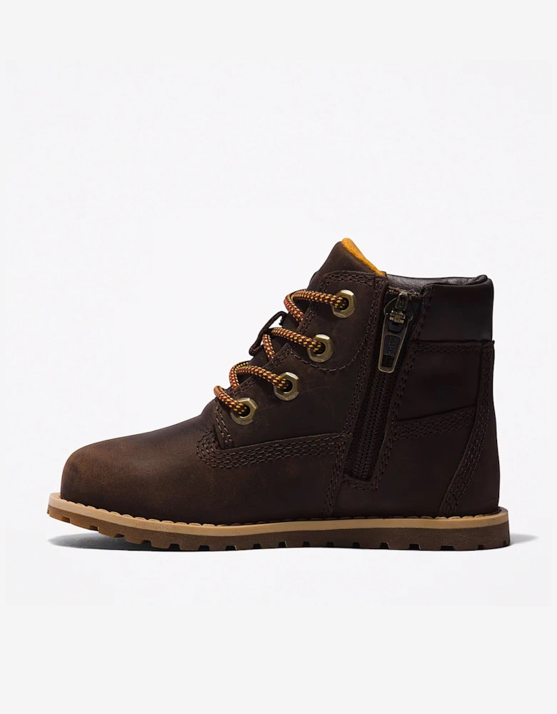 Kids Mid Lace-Up Boots in Brown