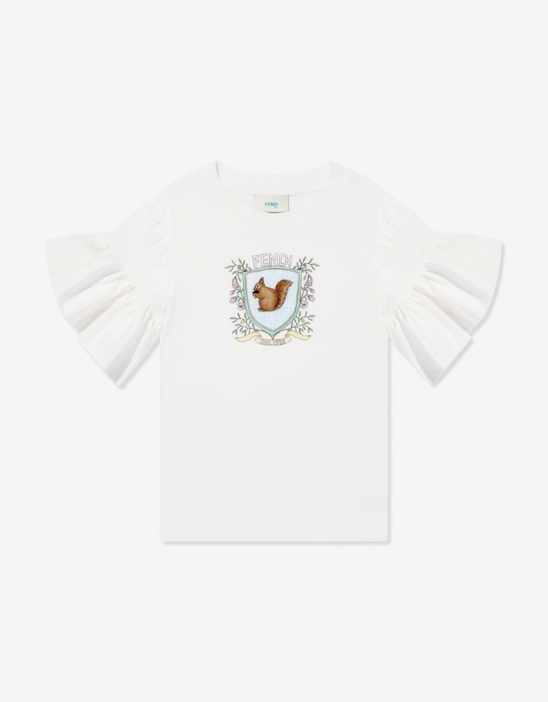 Girls Squirrel T-Shirt in White