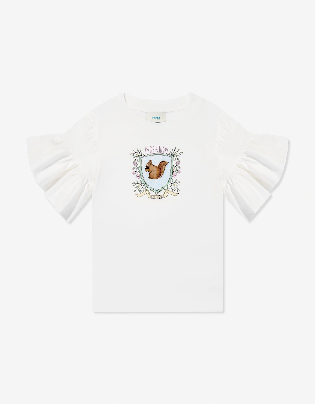 Fendi Girls White Squirrel T-Shirt In - : 5 Years Size 5 Yrs Kids