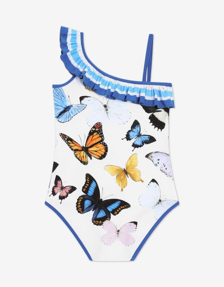 Girls Butterfly Print Swimsuit in Multicolour