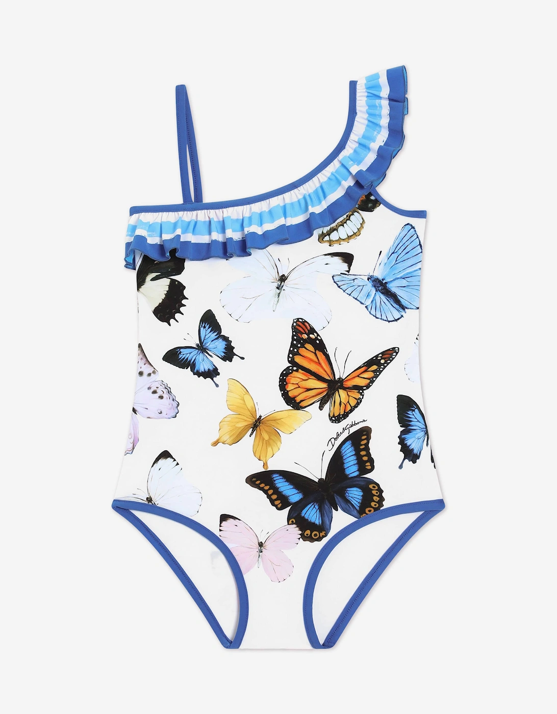 Girls Butterfly Print Swimsuit in Multicolour, 5 of 4