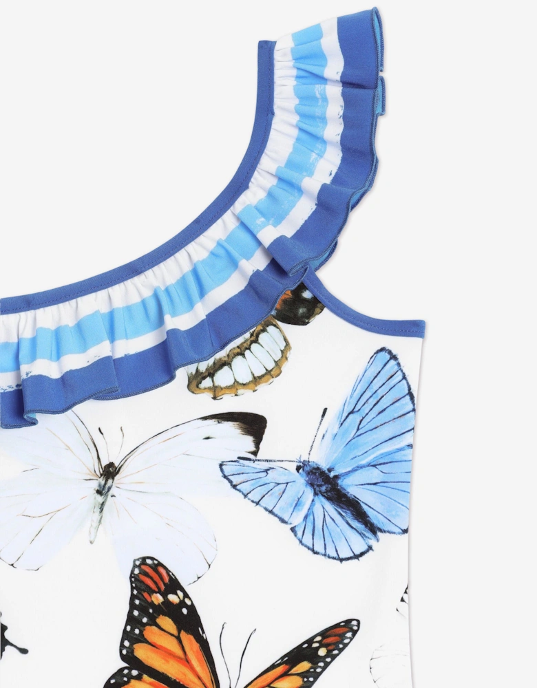 Girls Butterfly Print Swimsuit in Multicolour