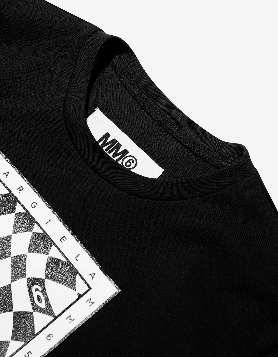 MM6 Girls Cropped Logo Print T-Shirt In Black