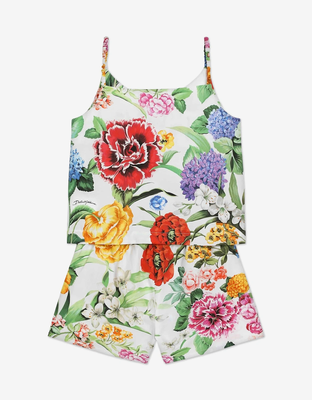 Girls Floral Print Short Set in Multicolour
