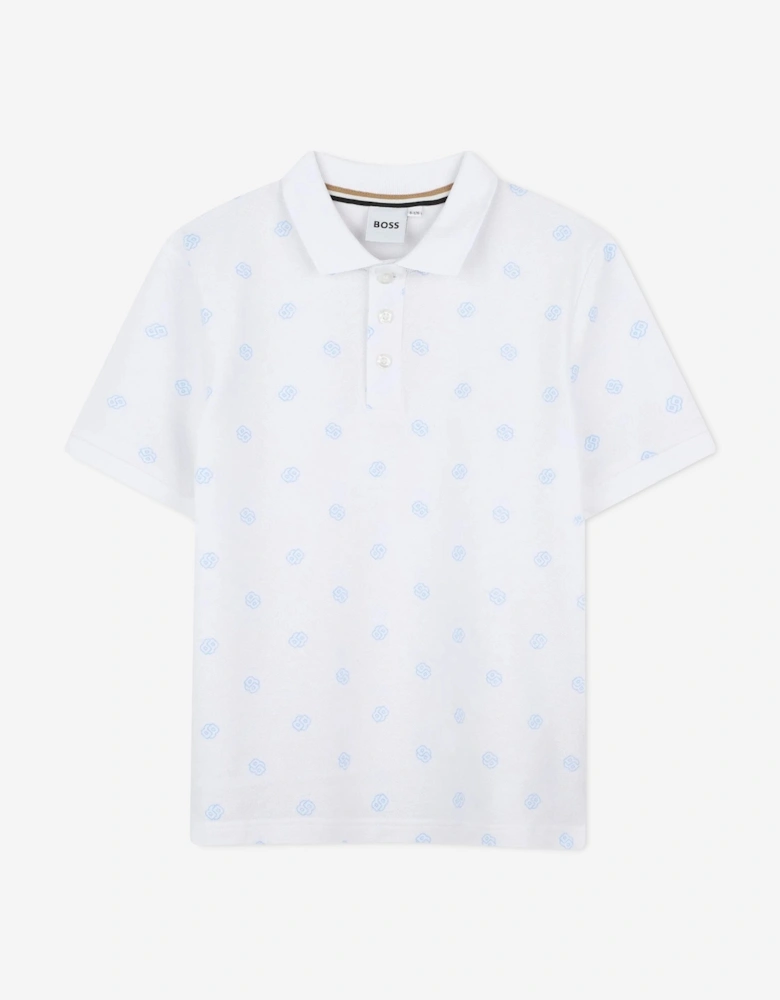 BOSS Boys Logo Polo Shirt in White
