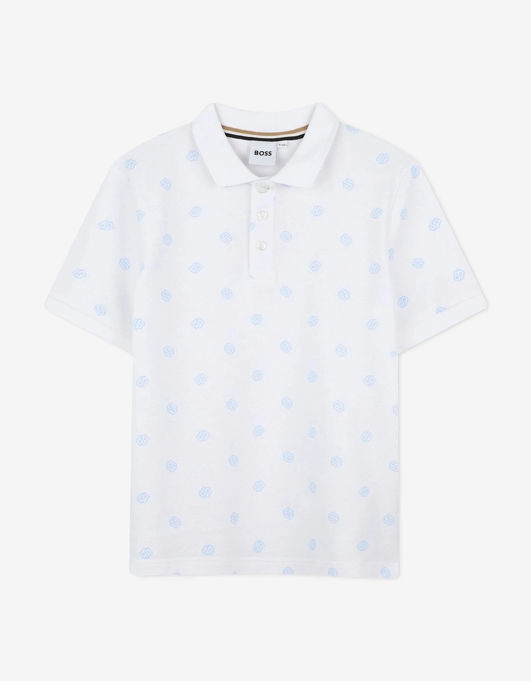 BOSS Boys Logo Polo Shirt in White, 3 of 2