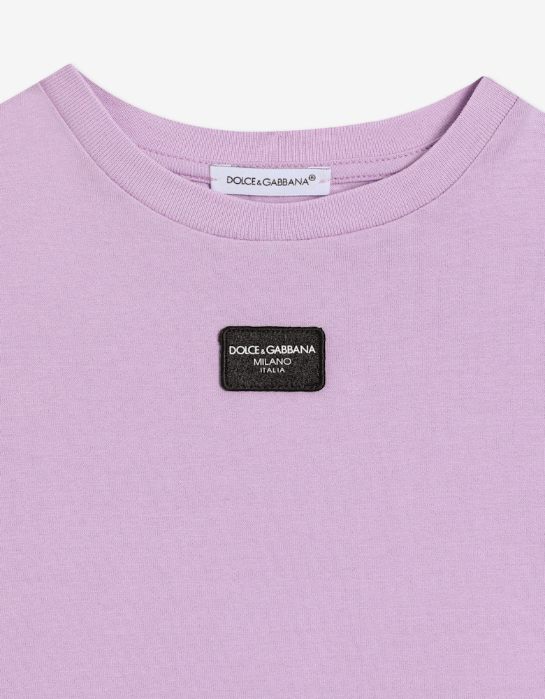 Girls Plaque Logo T-Shirt in Purple