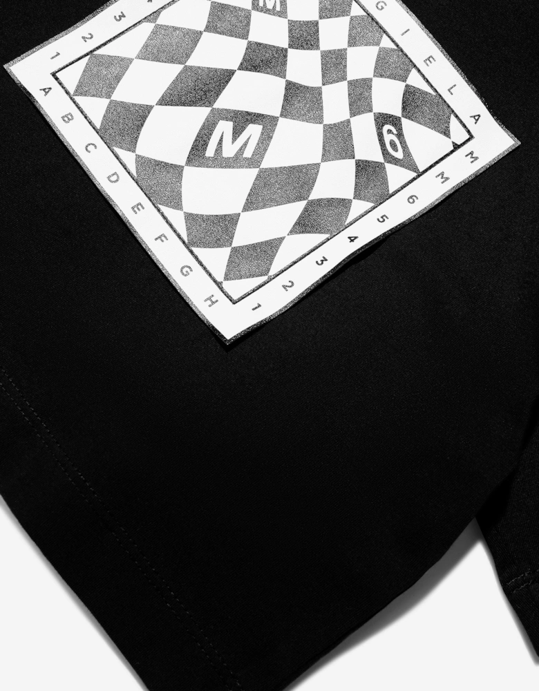 MM6 Girls Cropped Logo Print T-Shirt In Black
