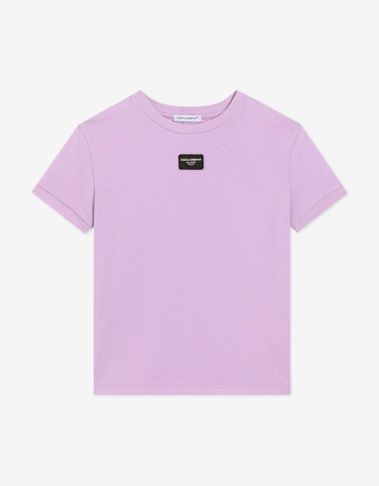 Girls Plaque Logo T-Shirt in Purple