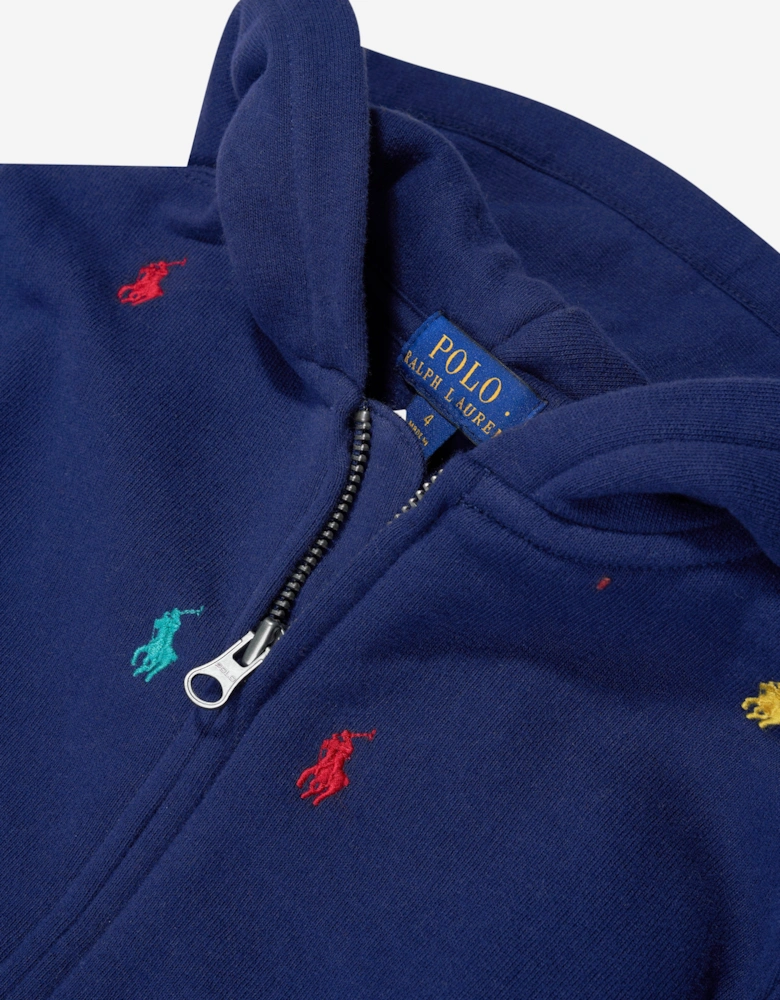 Boys Logo Zip Up Top in Navy