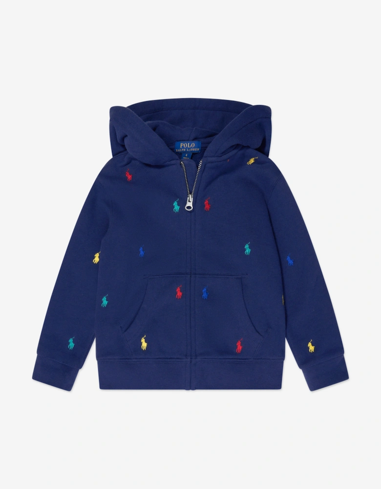 Boys Logo Zip Up Top in Navy