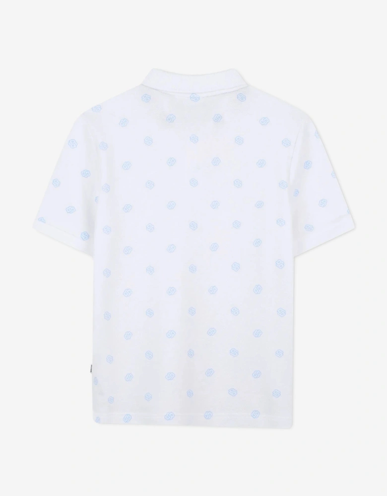 BOSS Boys Logo Polo Shirt in White