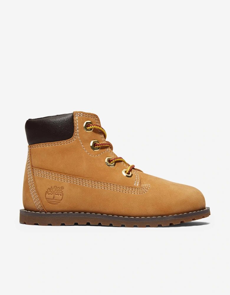 Kids Mid Lace-Up Boots in Beige