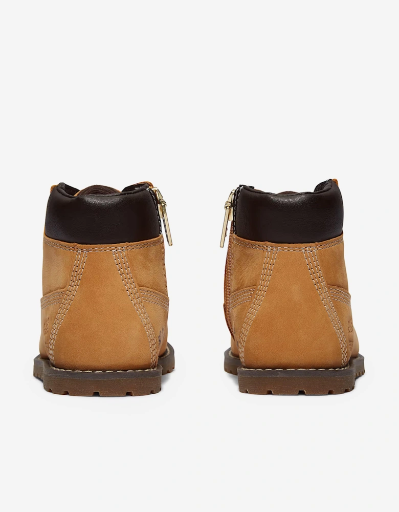 Kids Mid Lace-Up Boots in Beige