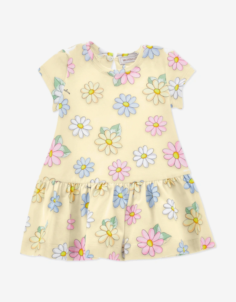 Baby Girls Flower Print Dress in Yellow