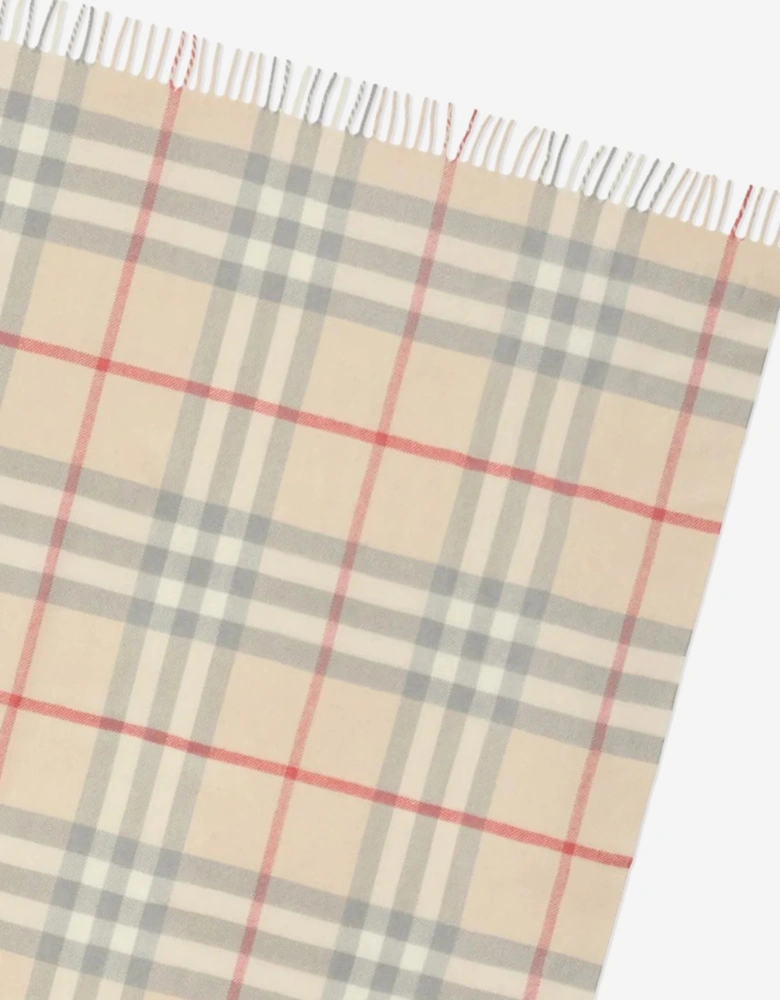 Baby Check Wool Blanket in Beige (90 x 90cm)
