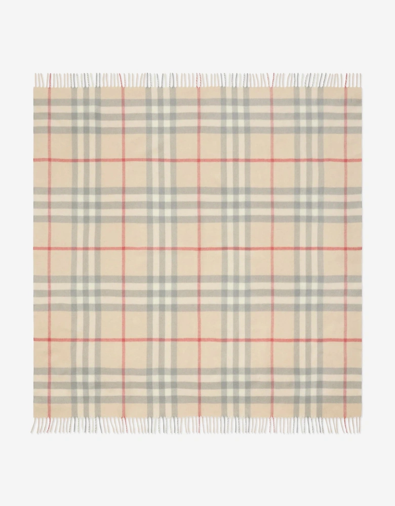 Baby Check Wool Blanket in Beige (90 x 90cm)