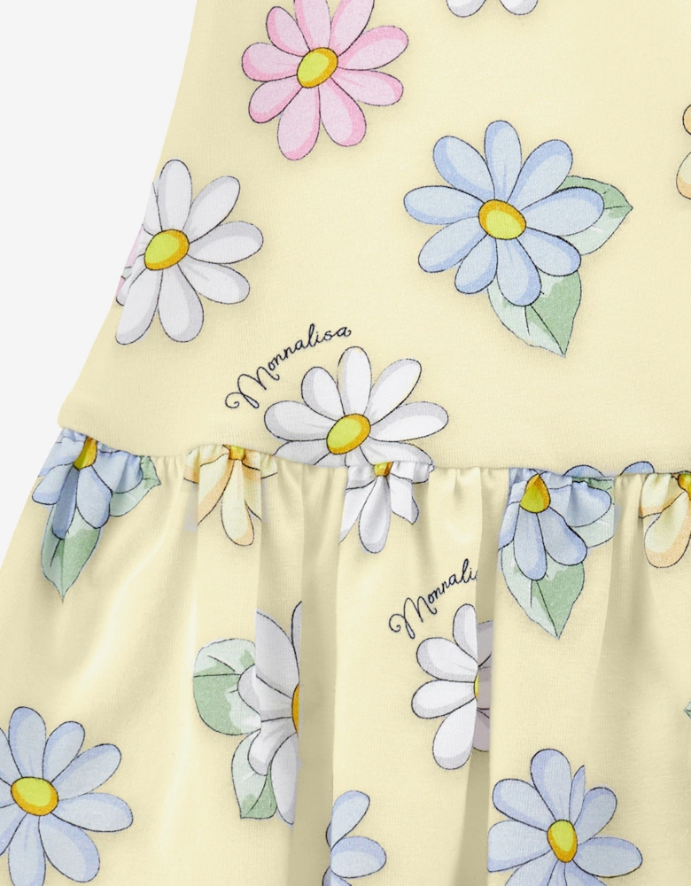 Baby Girls Flower Print Dress in Yellow
