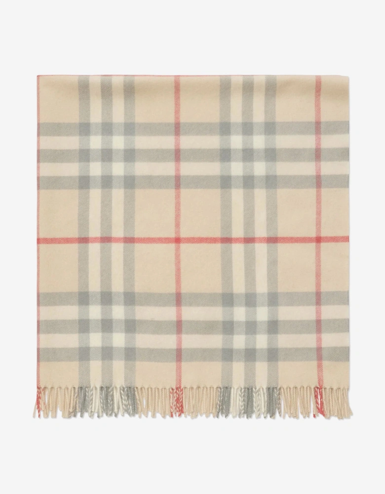 Baby Check Wool Blanket in Beige (90 x 90cm)