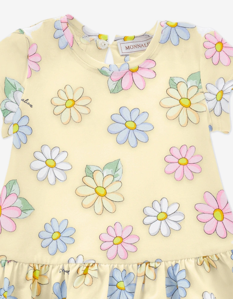 Baby Girls Flower Print Dress in Yellow