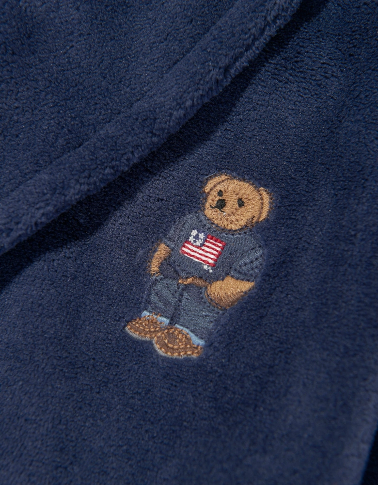 Boys Bear Patch Robe in Navy