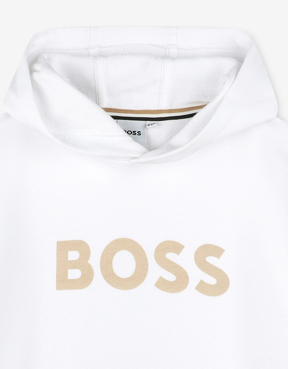 BOSS Boys Logo Print Hoodie in White