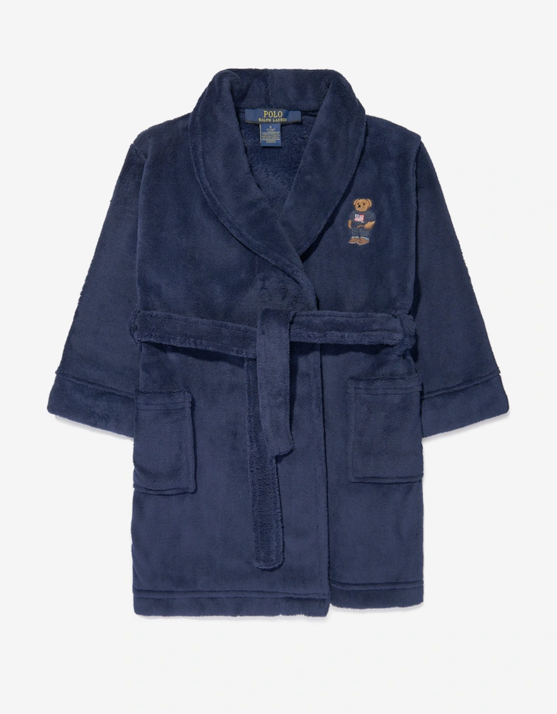 Boys Bear Patch Robe in Navy