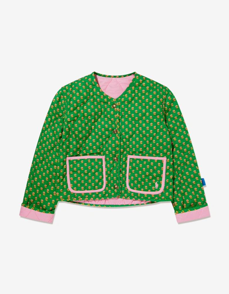 Girls Reversible Quilted Jacket in Pink