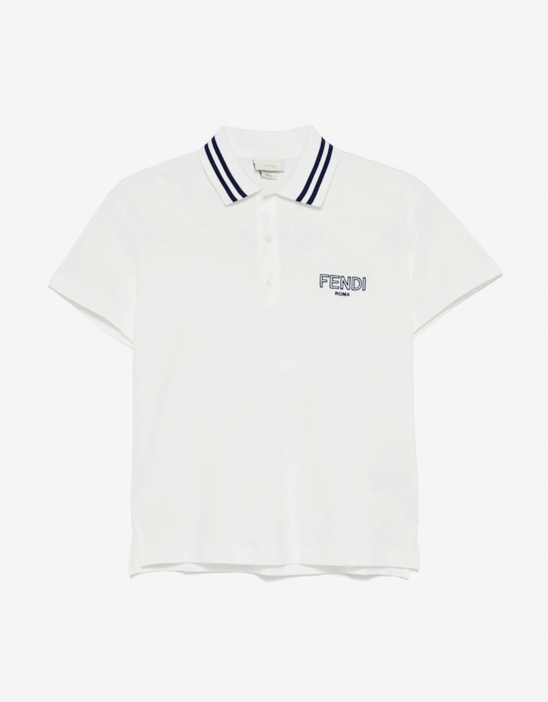 Boys Logo Polo Shirt in White