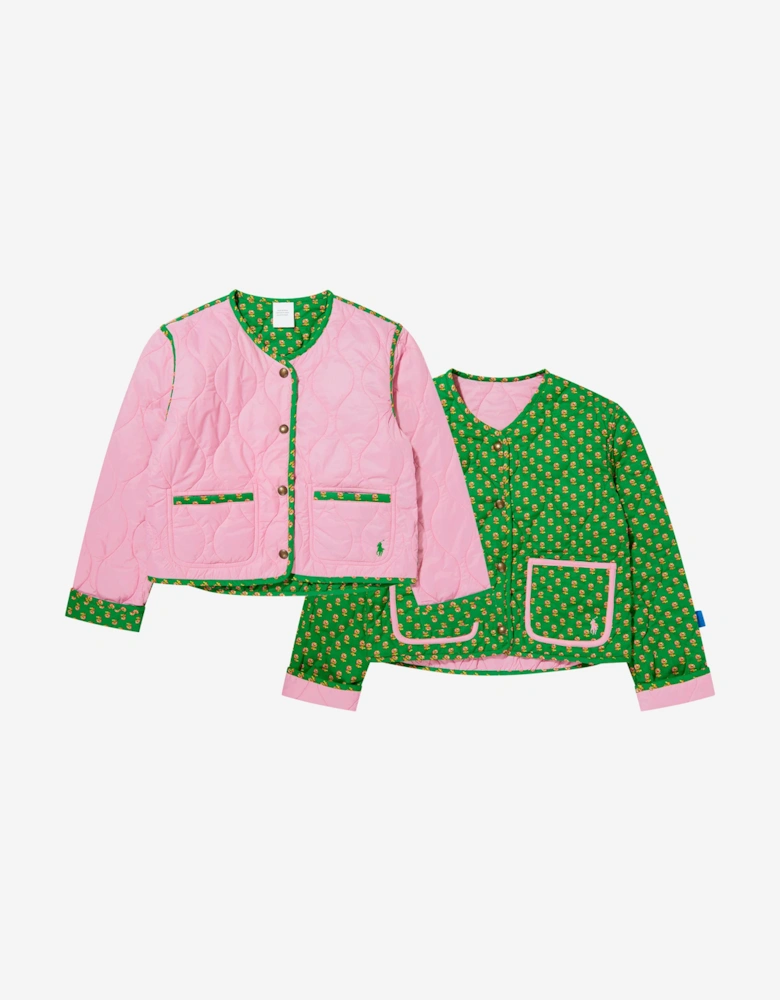 Girls Reversible Quilted Jacket in Pink