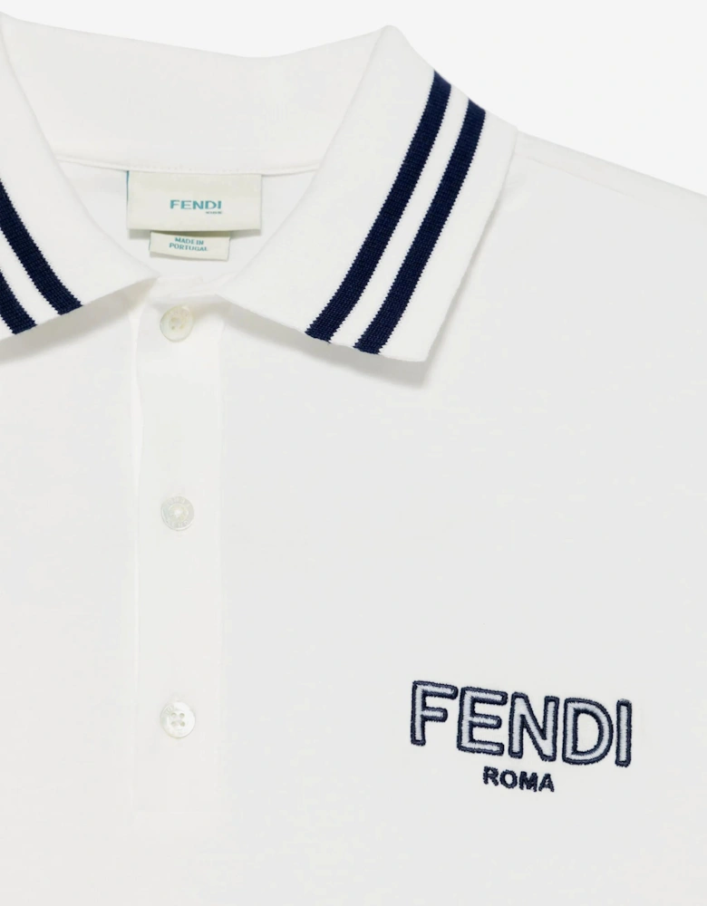 Boys Logo Polo Shirt in White