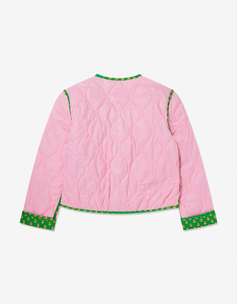 Girls Reversible Quilted Jacket in Pink