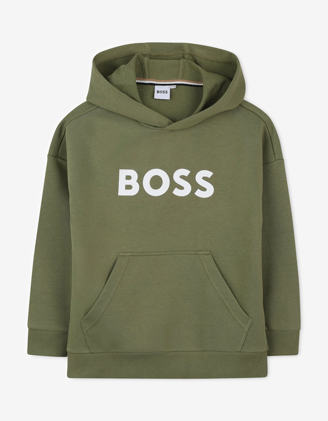 BOSS Boys Logo Print Hoodie in Green, 5 of 4