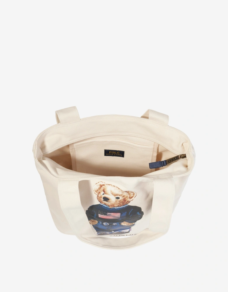 Kids Polo Bear Tote Bag in Ivory (33cm)