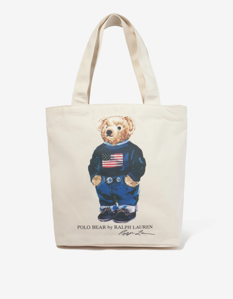 Kids Polo Bear Tote Bag in Ivory (33cm)