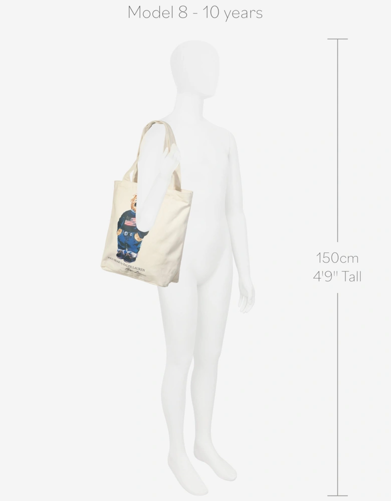 Kids Polo Bear Tote Bag in Ivory (33cm)