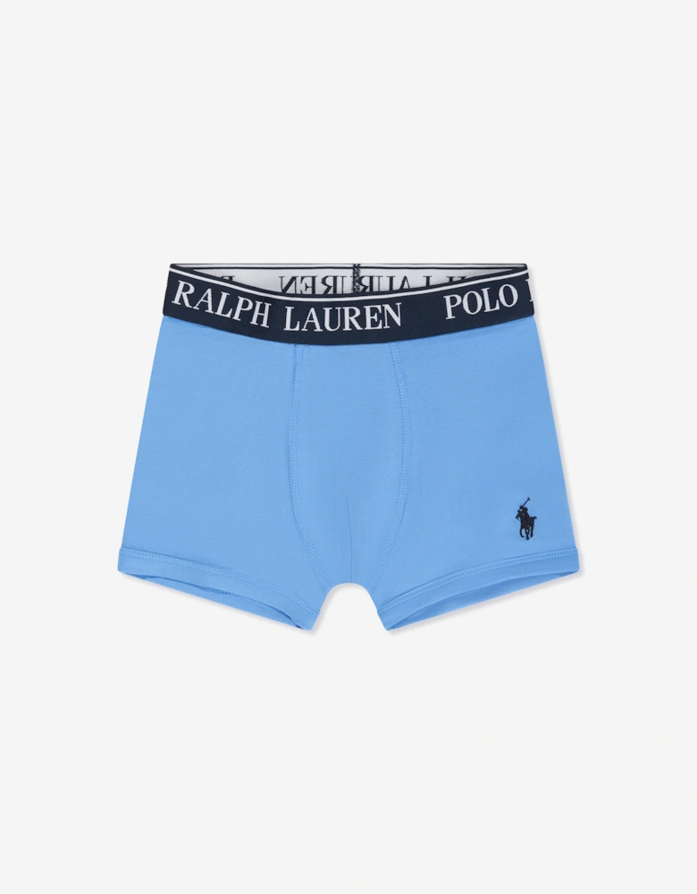 Boys Cotton Stretch 3 Pack Boxer Shorts Set in Blue