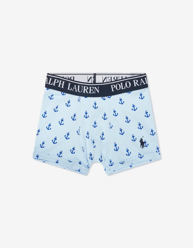 Boys Cotton Stretch 3 Pack Boxer Shorts Set in Blue