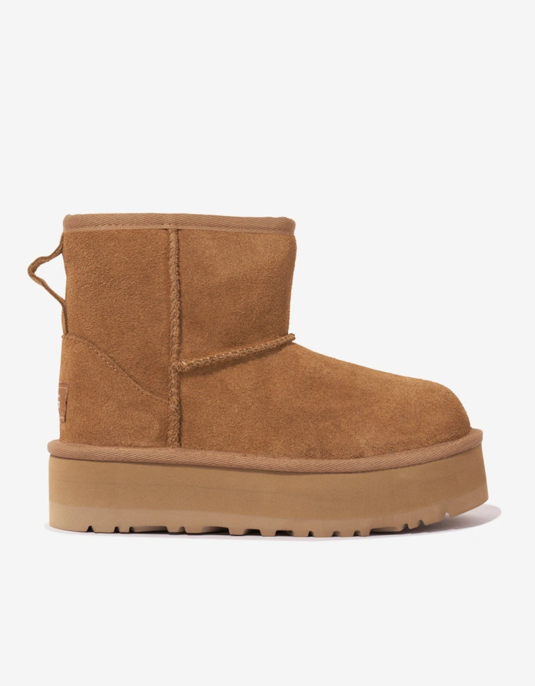 Girls Classic Mini Platform Boots in Brown