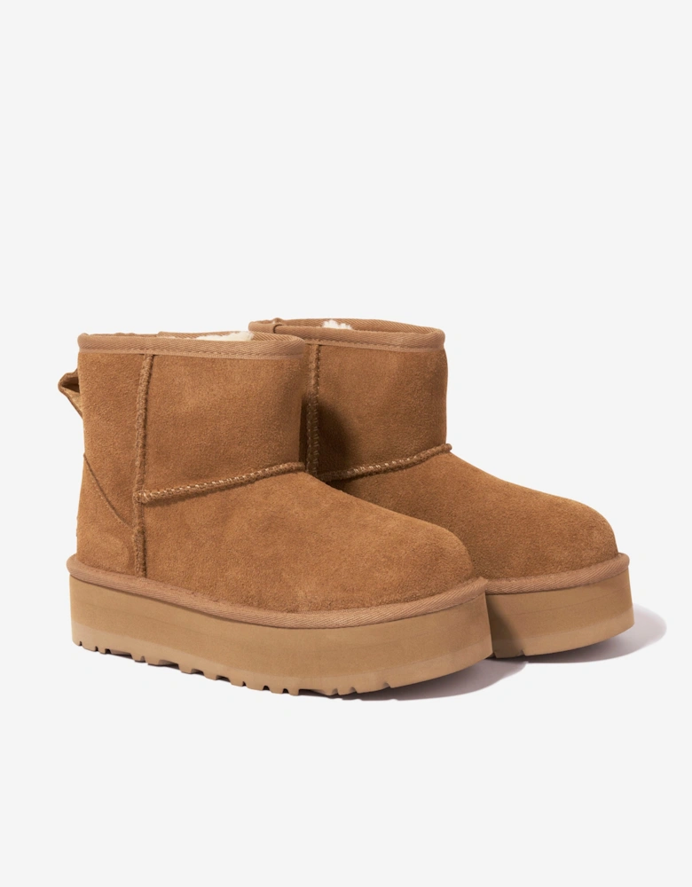 Girls Classic Mini Platform Boots in Brown