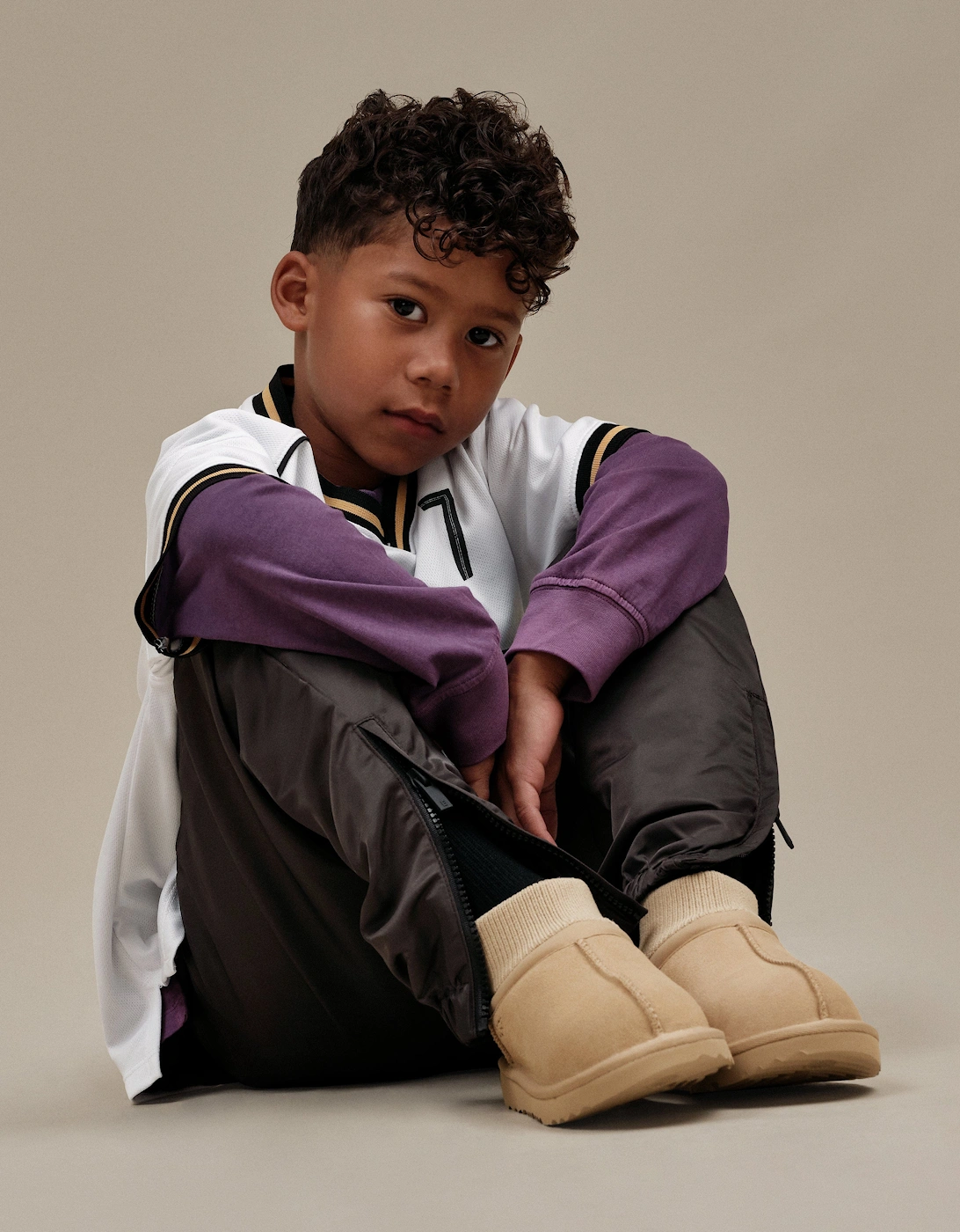 Kids Classic Ultra Stretch Cuff Boots in Beige
