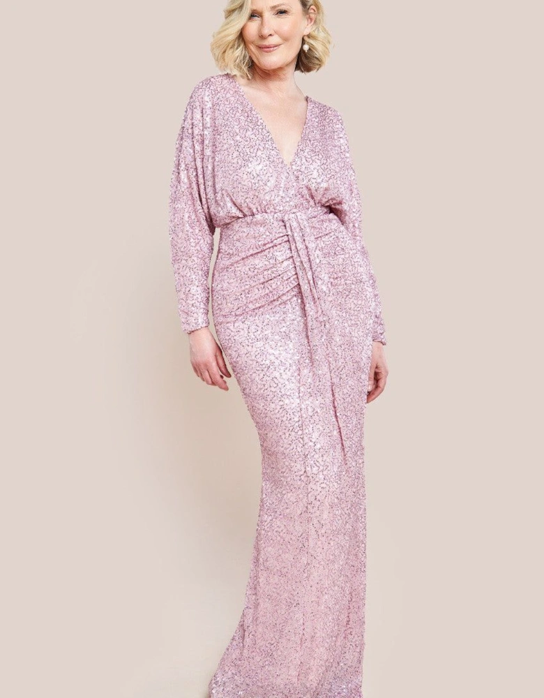 Plunge V Neck Sequin Maxi Dress