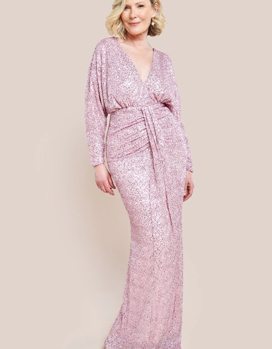 Plunge V Neck Sequin Maxi Dress, 2 of 1